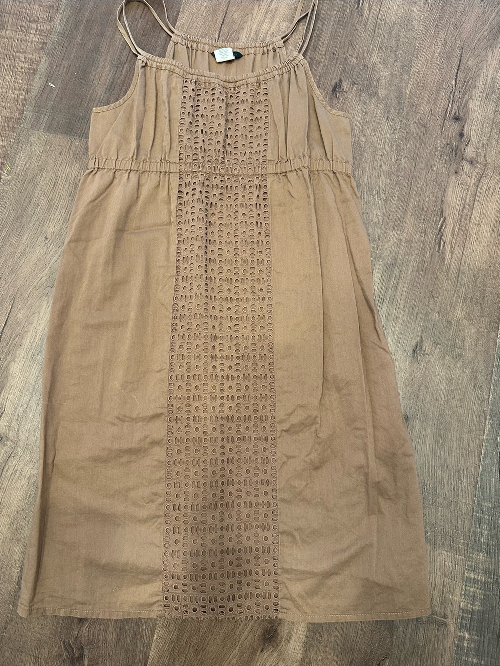 J crew light cocoa Brown Eyelet Front cotton slip Dress size XS